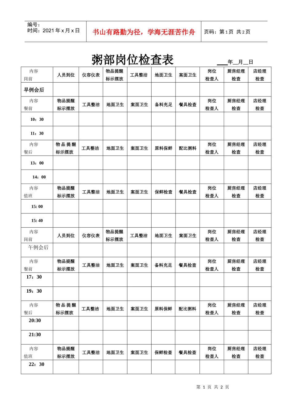 粥部岗位检查表_第1页