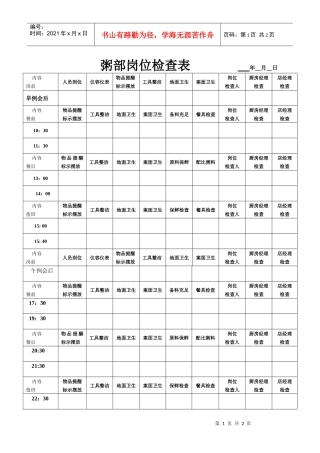 粥部岗位检查表