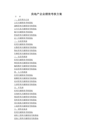房地产kpi绩效方案