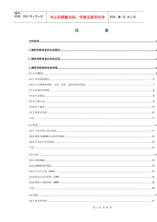 绩效考评-绩效考核指标体系明细