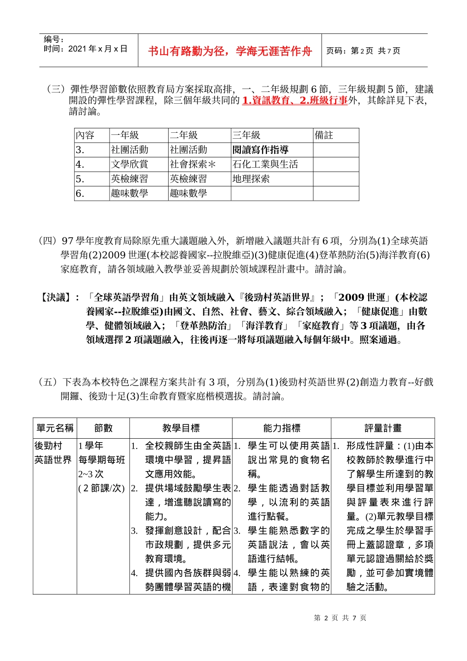 高雄市立后劲国民中学97学年度课程发展委员会第一次会议记录_第2页