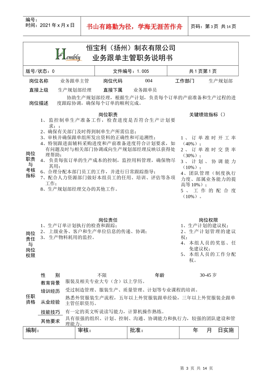 某制衣公司公职务说明书_第3页
