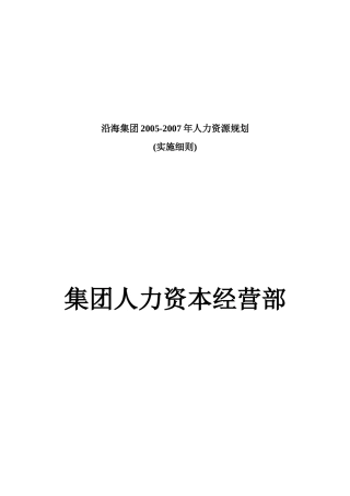 沿海集团—某某年人力资源规划