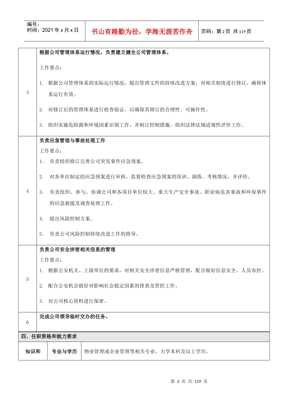 职能中心岗位说明书(_第2页
