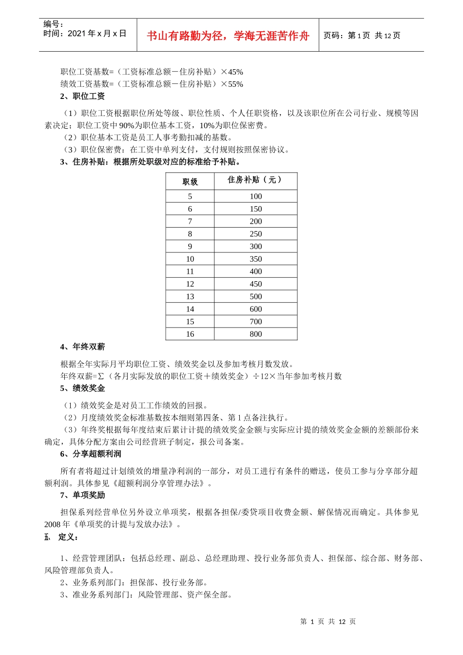 金融昌担保投资公司年度工资制度与绩效考核制度_第2页