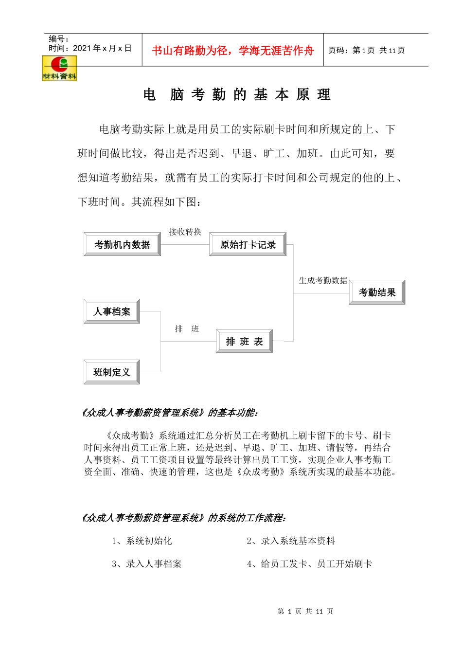 电脑考勤的基本原理_第1页