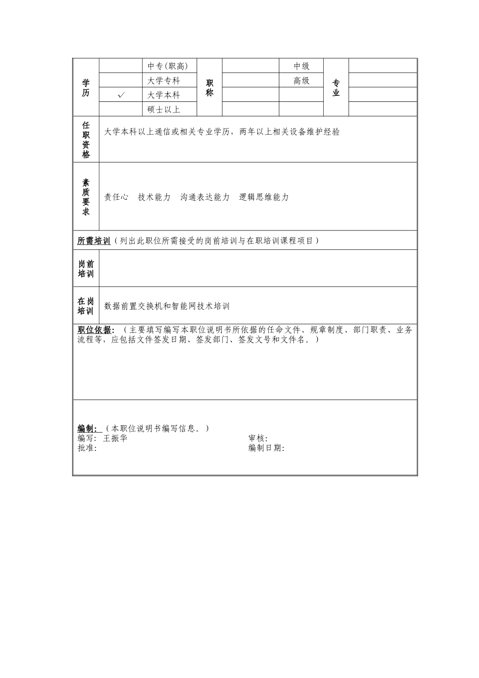 系统与网络管理岗位说明书_第2页