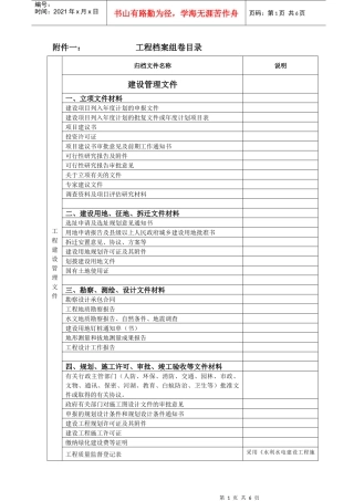 水务工程档案归档顺序(档案馆意见)