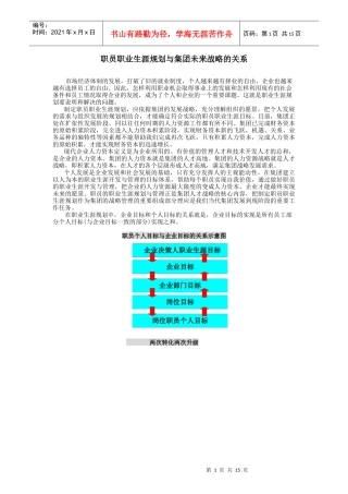 职员职业生涯规划与集团未来战略的关系