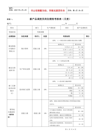 新产品调度员绩效考核表