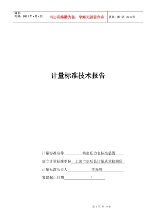 精密压力表技术报告