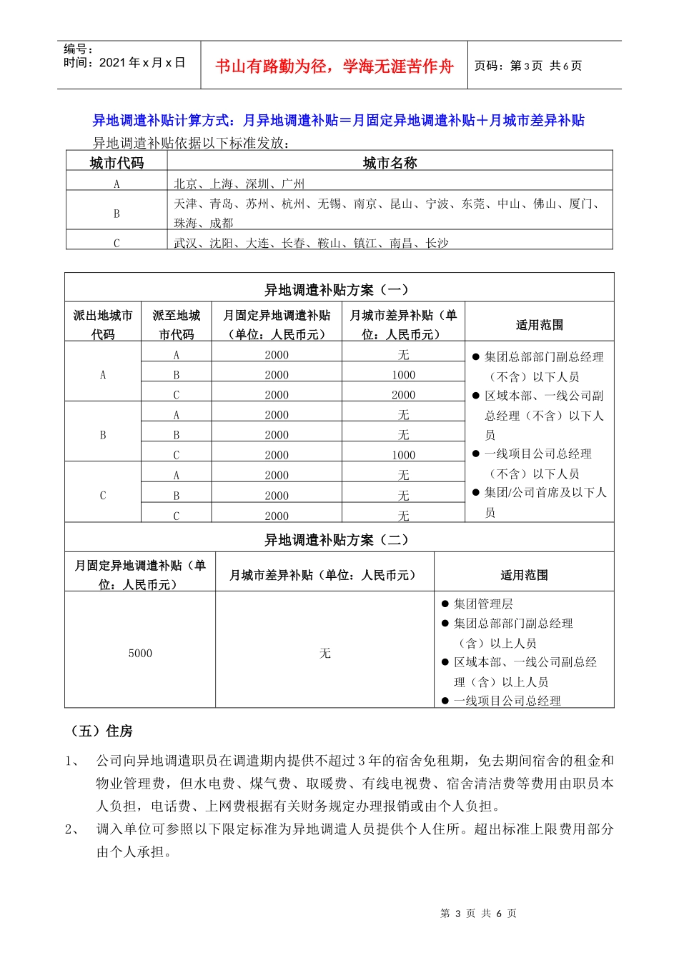 某地产集团异地调遣薪酬福利与劳动合同_第3页