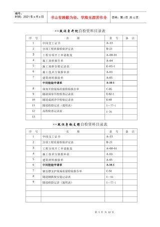 隧道施工资料排序