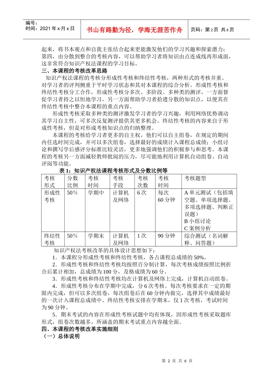 知识产权法课程网上考核改革实施方案_第2页