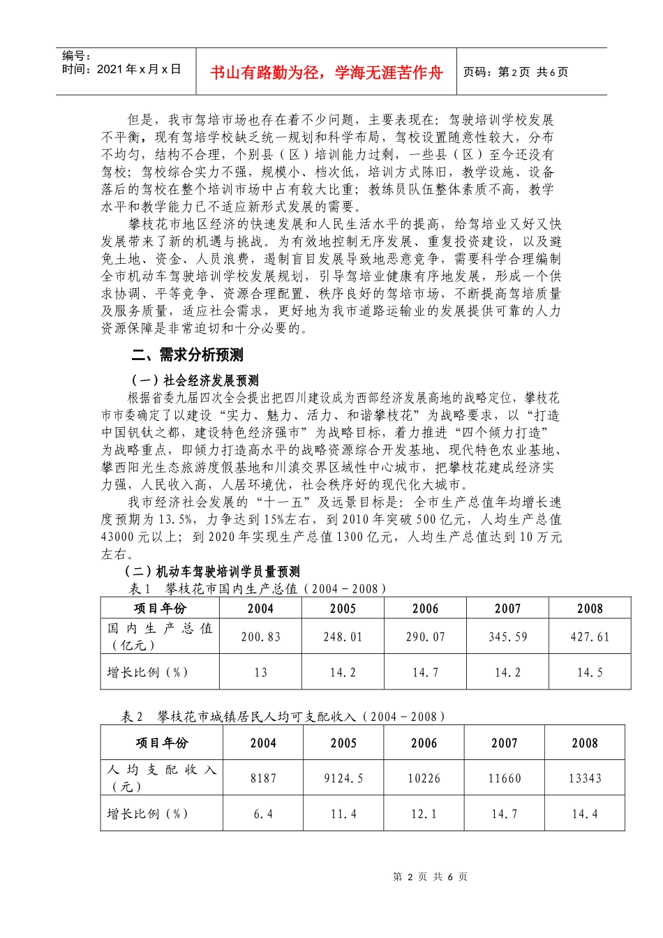 攀枝花市机动车驾驶员培训业发展规划_第2页
