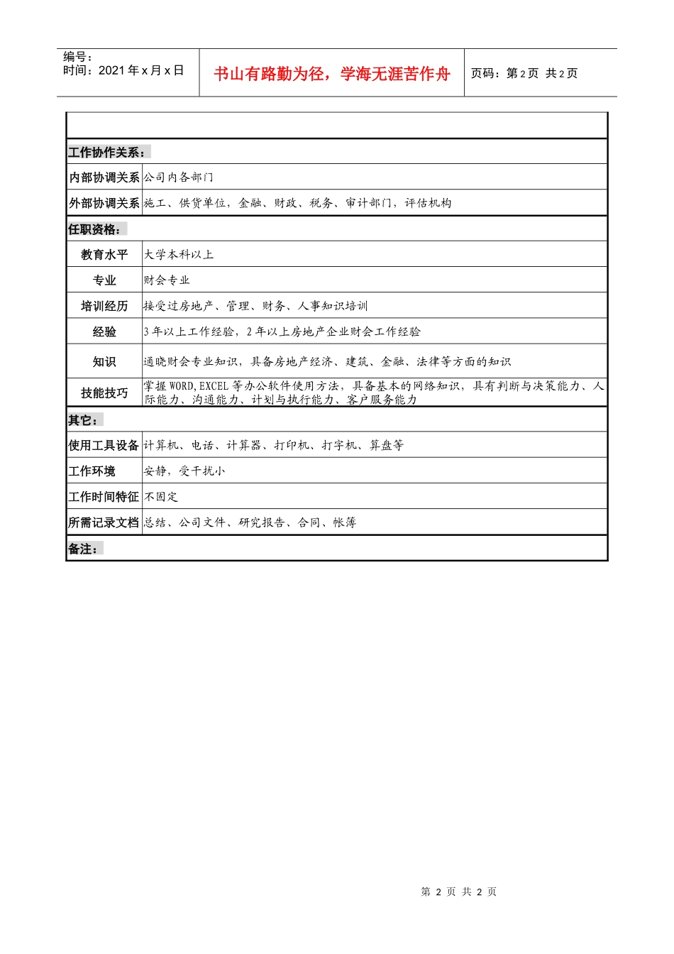 财务管理职务说明书_第2页