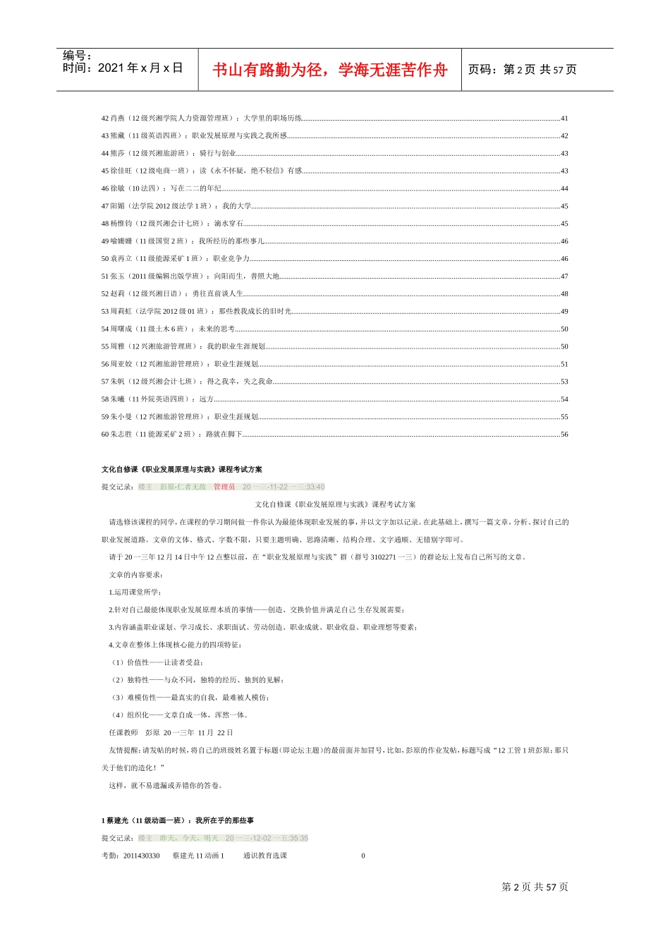 职业发展原理与实践论坛答卷汇编_第2页