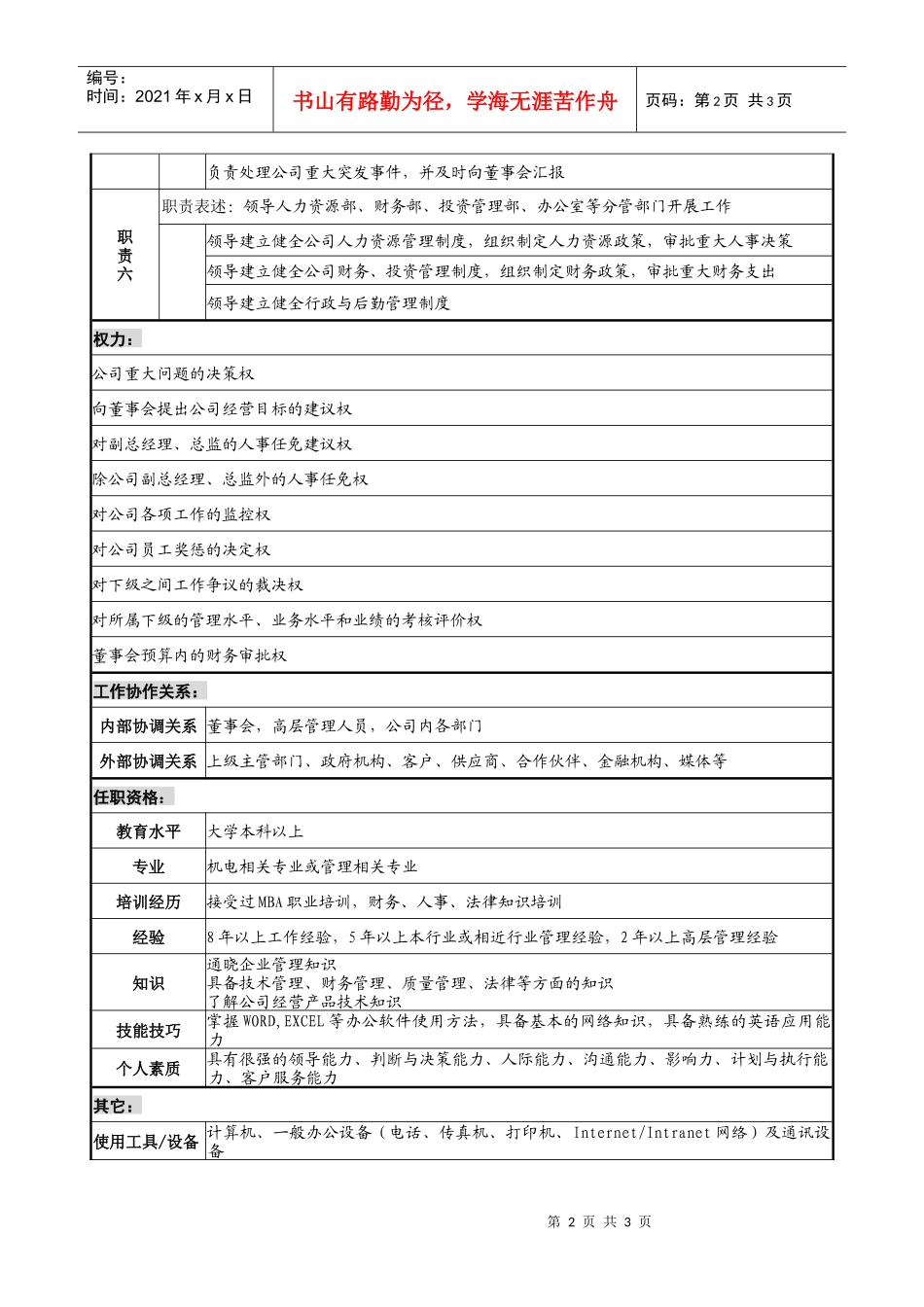 总经理职务说明书(下载)_第2页