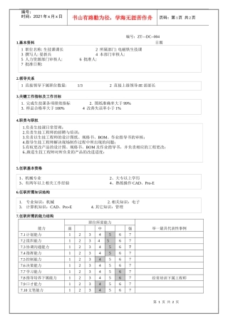 电磁铁事业部生技课课长工作职责说明书