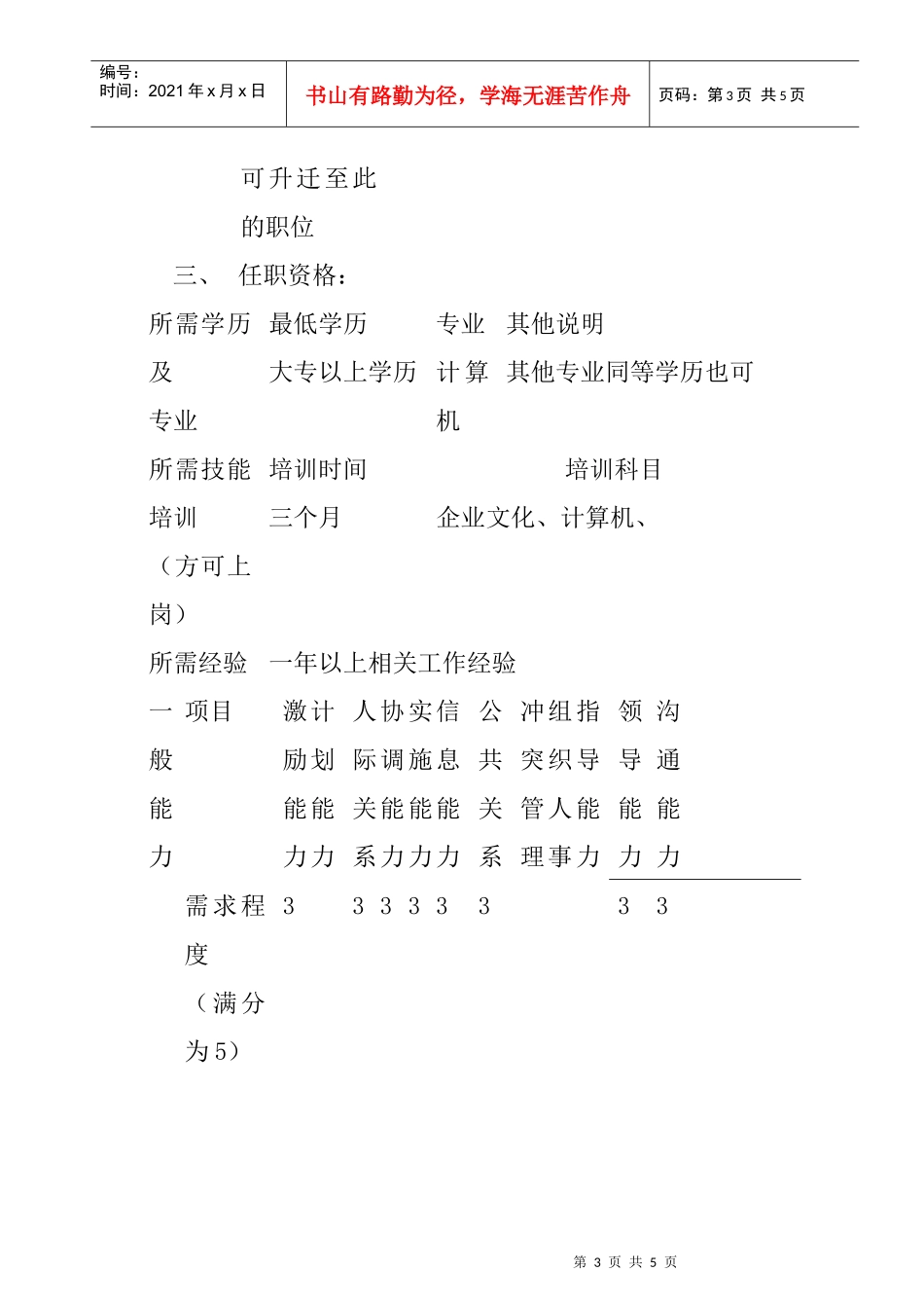 销售工程师职务说明书_第3页