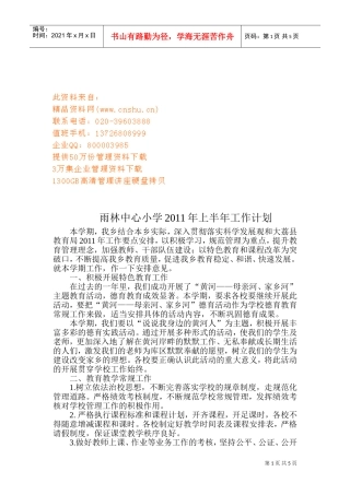 某某中心小学上半年工作计划