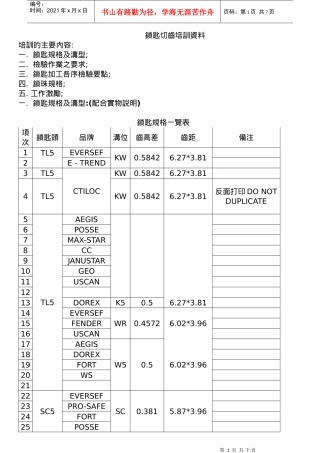 锁匙培训资料-新