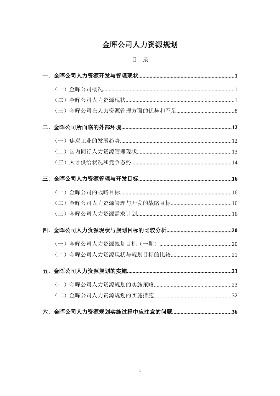 某某公司人力资源规划方案_第1页