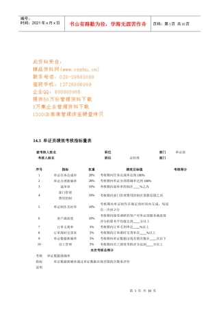 绩效考核指标量表