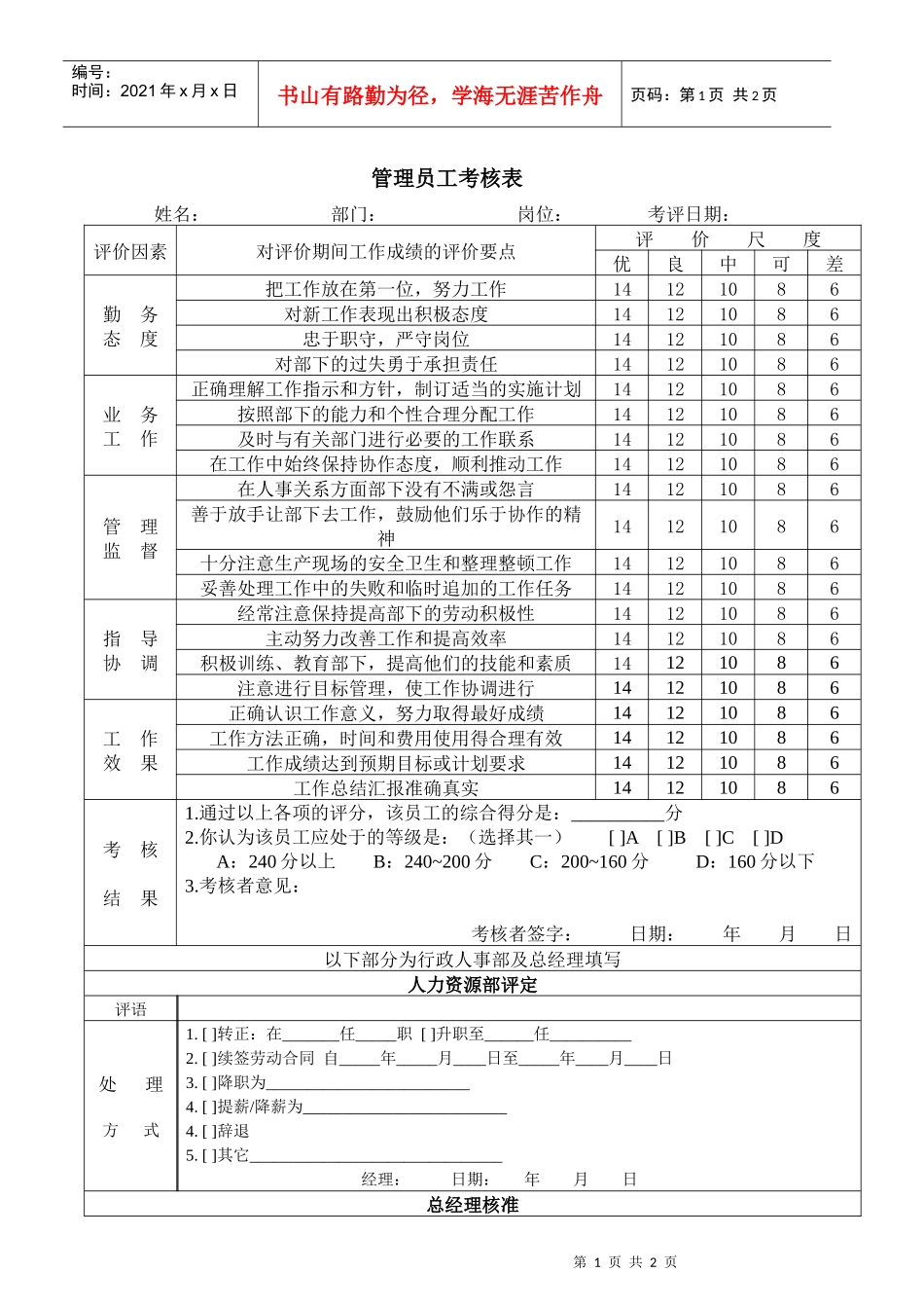 管理员工考核表(2)_第1页