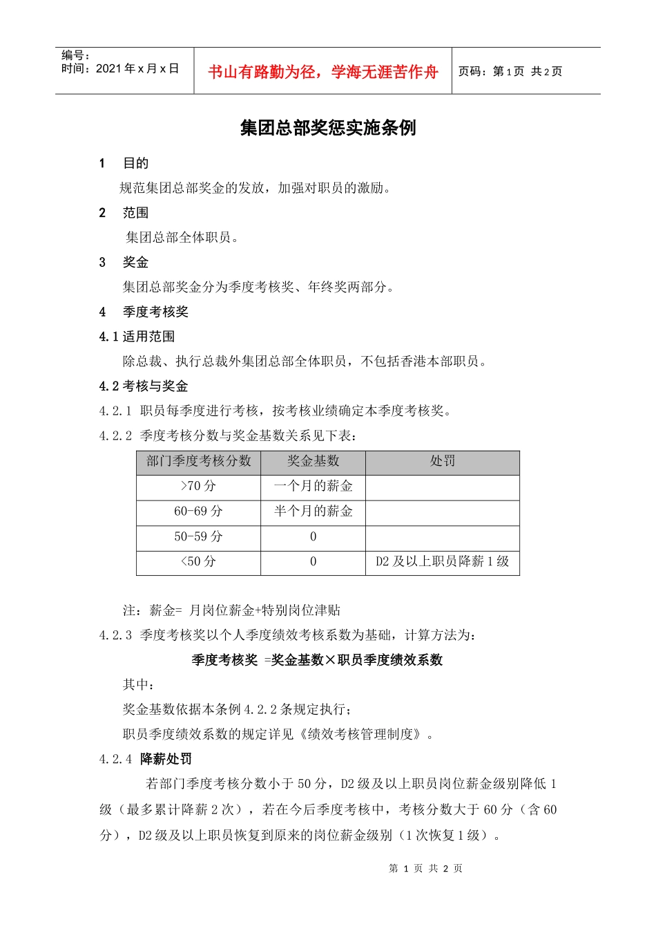 某集团总部员工奖惩实施细则_第1页