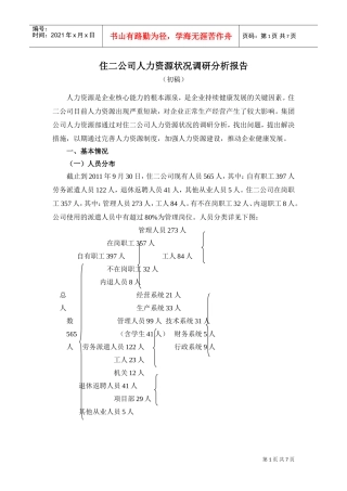 某某公司人力资源状况调研分析报告