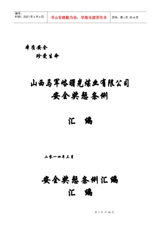 某煤业公司安全奖惩条例汇编