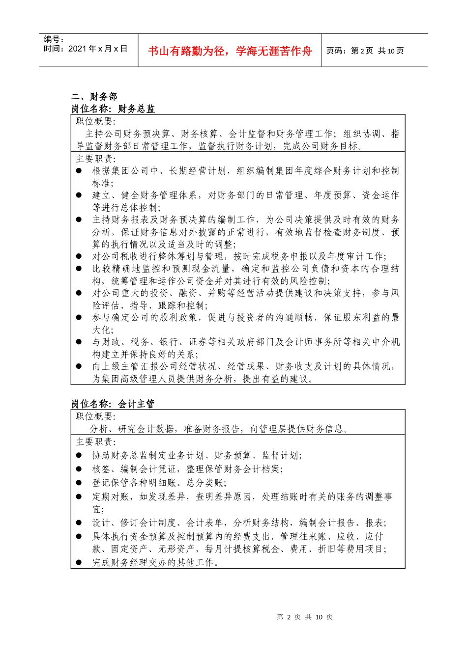 科创公司岗位职责书_第2页