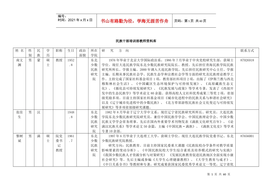 民族干部培训部教师资料库_第1页