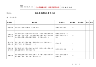 施工单位履约检查评分表（附表二）doc-施工单位履约检查