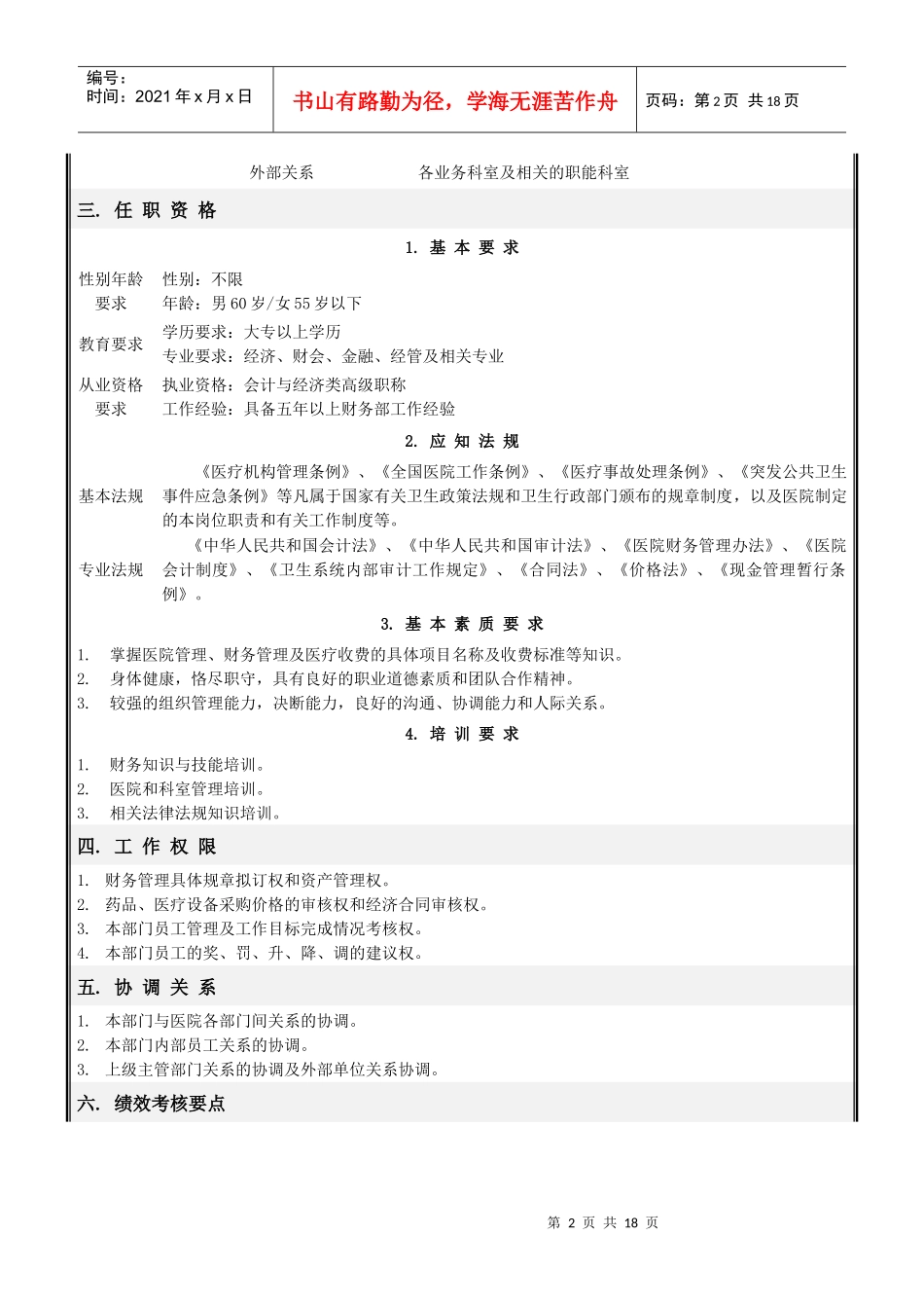财务部岗位说明书(修改_第2页