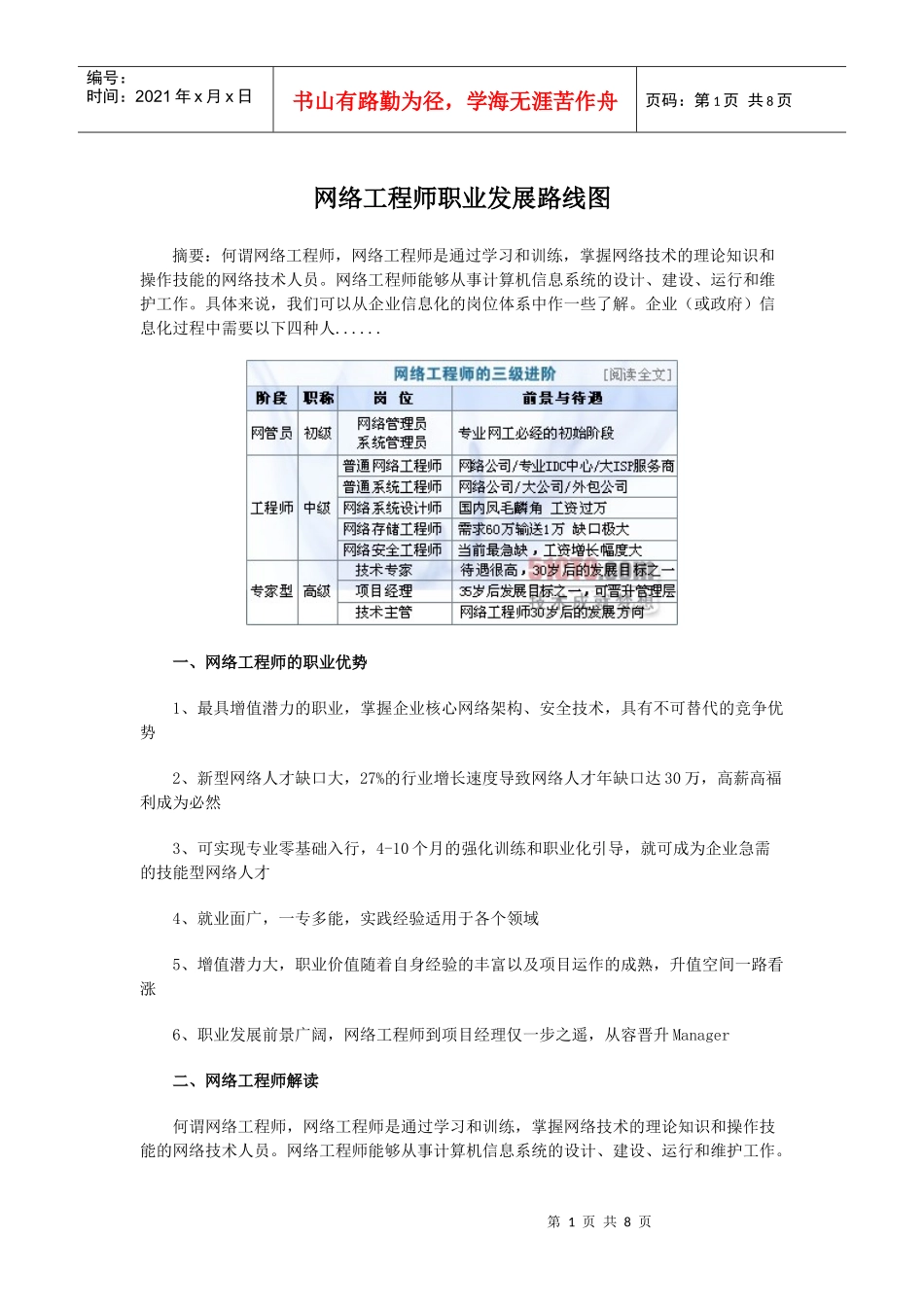 网络工程师职业发展路线_第1页