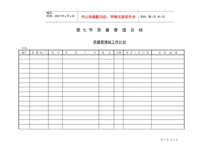 质量管理组工作计划