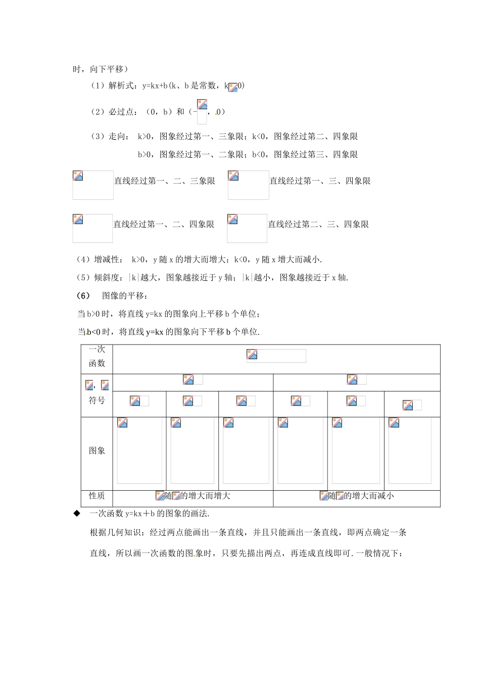 八年级数学下册 10.3 一次函数的性质总结学案（无答案）（新版）青岛版-（新版）青岛版初中八年级下册数学学案_第2页