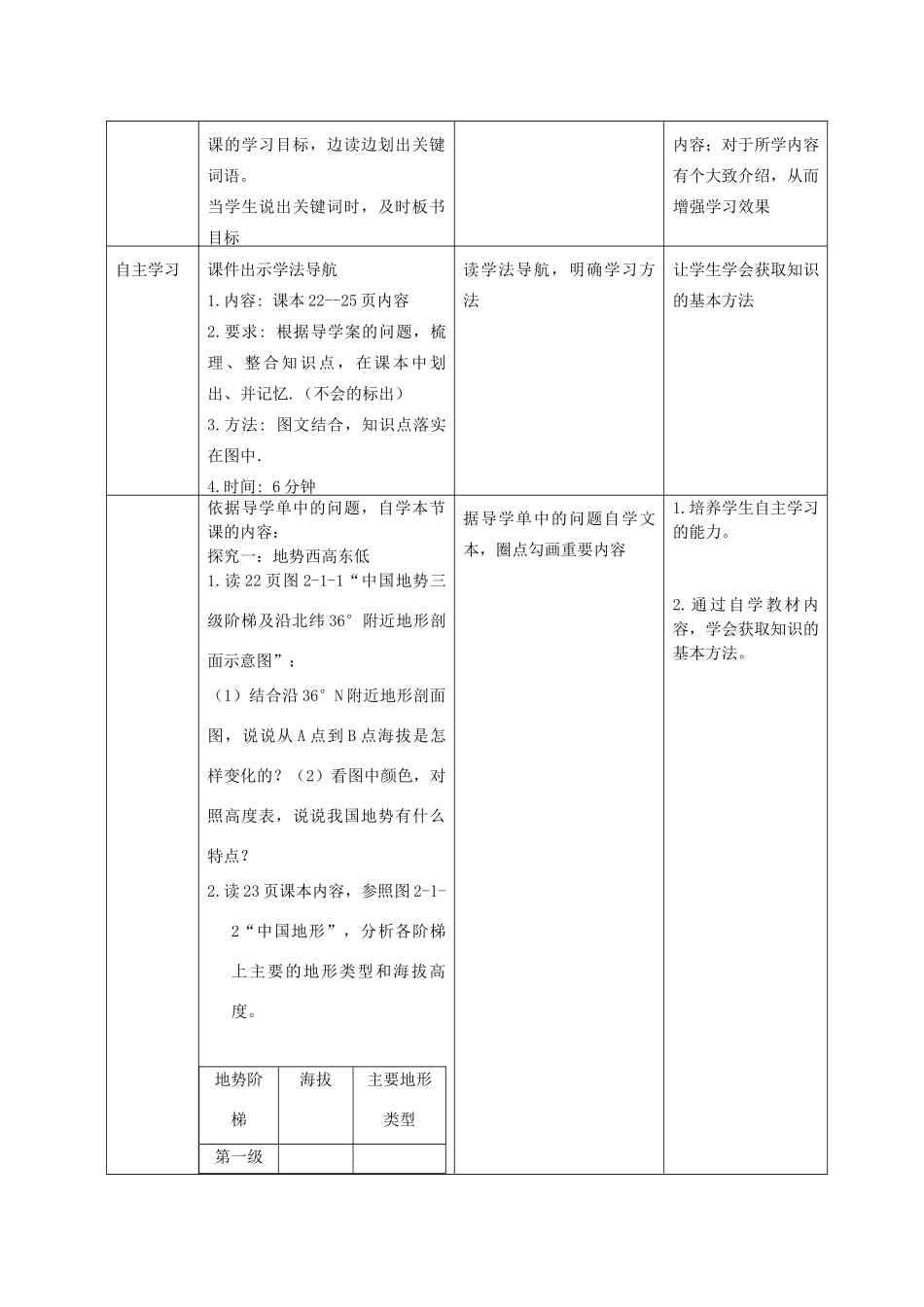八年级地理上册 2.1 地形地势特征教案 （新版）商务星球版-（新版）商务星球版初中八年级上册地理教案_第2页