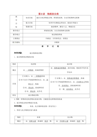 黑龙江省鸡西市恒山区中考化学 第8讲 物质的分类复习教案-人教版初中九年级全册化学教案