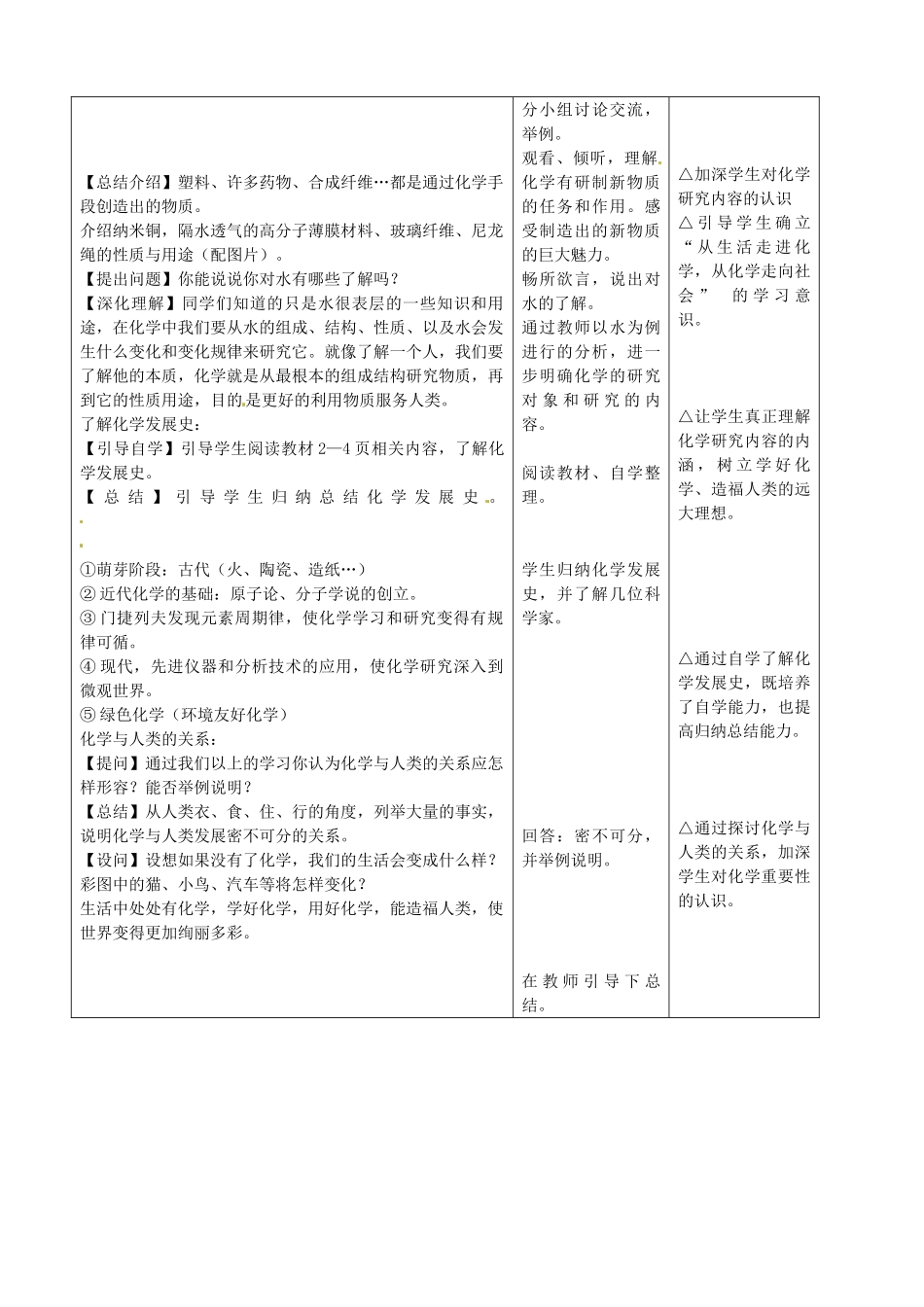 江苏省南京市长城中学九年级化学上册 绪言 化学使世界变得更加绚丽多彩复习教案 新人教版_第3页