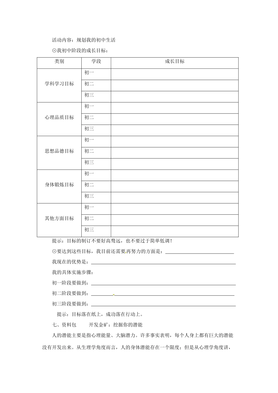 江苏省大丰市万盈第二中学七年级政治 第二课 天生我才必有用教学案3 苏教版_第2页