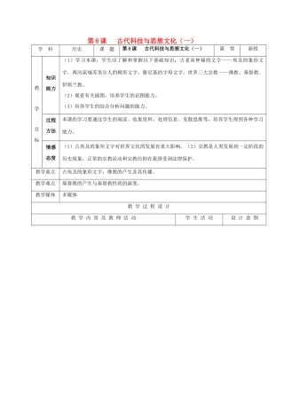 江苏省如皋市白蒲镇九年级历史上册 第三单元 古代文明的传播与发展 第8课 古代科技与思想文化（一）教案 新人教版-新人教版初中九年级上册历史教案