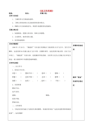 河南省范县白衣阁乡二中八年级语文上册《真正的英雄》导学案（无答案）新人教版