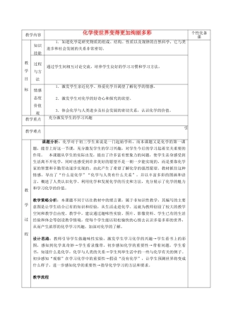 湖南省茶陵县世纪星实验学校九年级化学《化学使世界变得更加绚丽多彩教案
