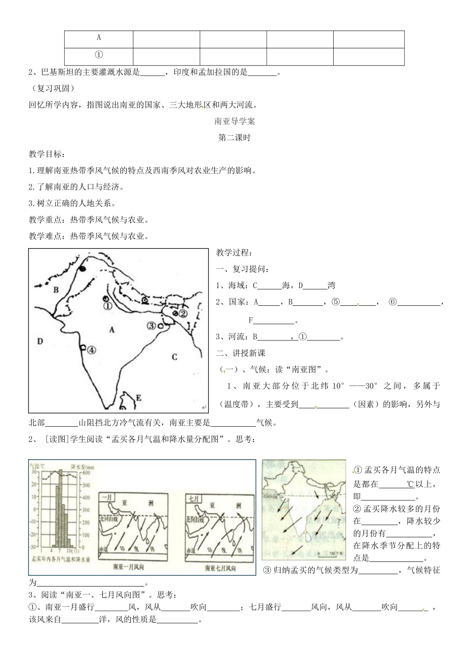 河南省商丘市虞城县第一中学七年级地理下册 第七章 第二节 南亚教案 （新版）湘教版_第2页