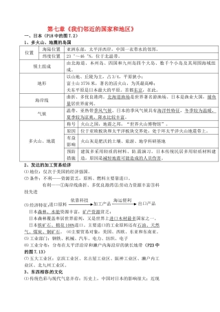 江苏省涟水县第四中学七年级地理下册 第七章《我们邻近的国家和地区》教案 新人教版