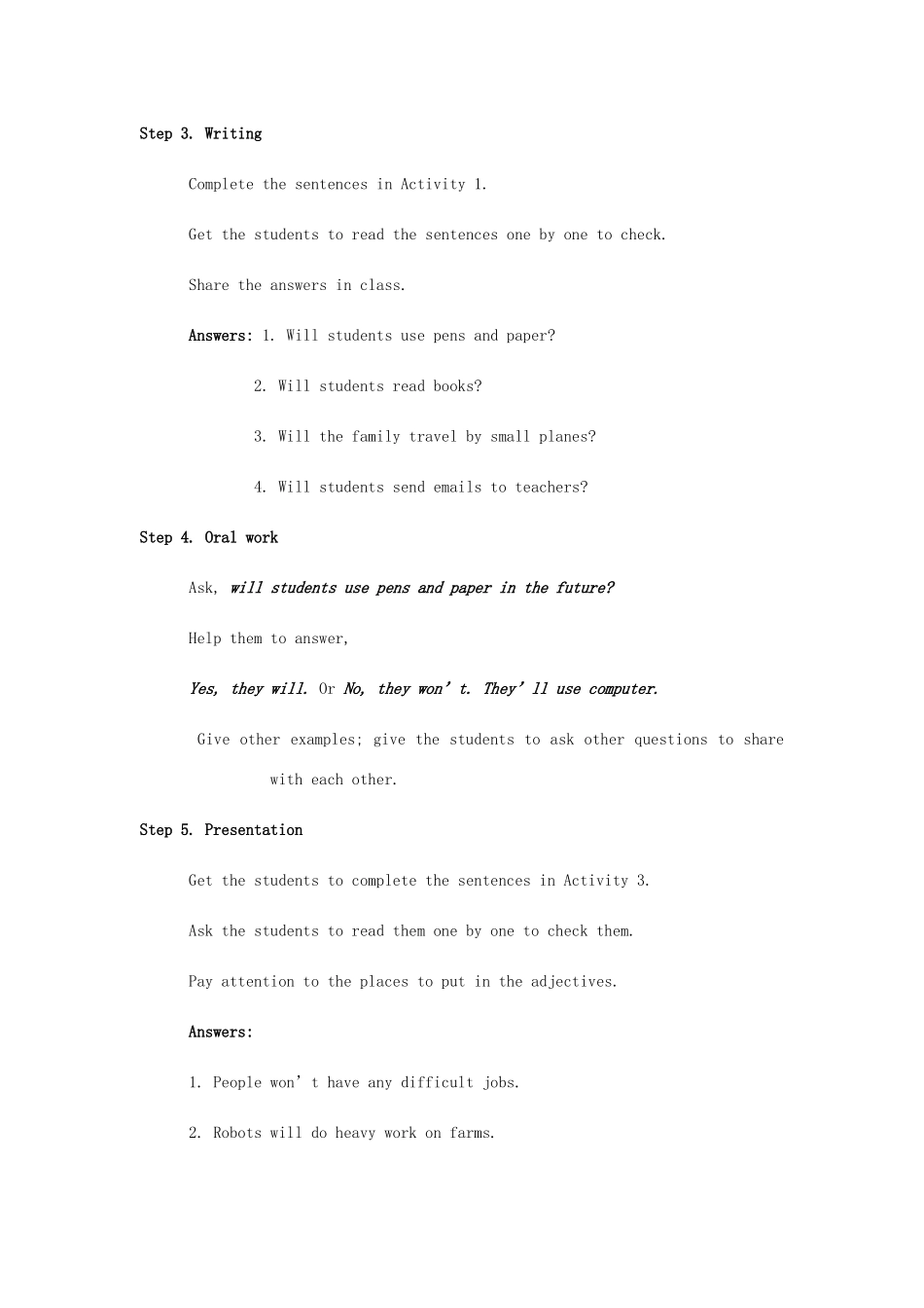 春七年级英语下册 Module 4 Life in the future Unit 3 Language in use导学案 （新版）外研版-（新版）外研版初中七年级下册英语学案_第2页