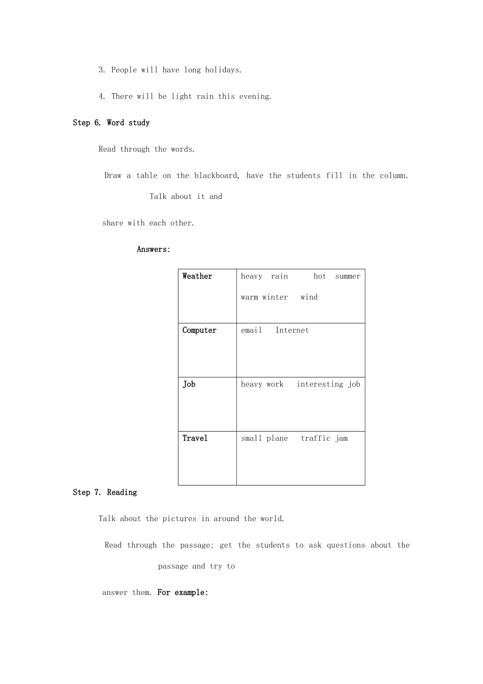 春七年级英语下册 Module 4 Life in the future Unit 3 Language in use导学案 （新版）外研版-（新版）外研版初中七年级下册英语学案_第3页